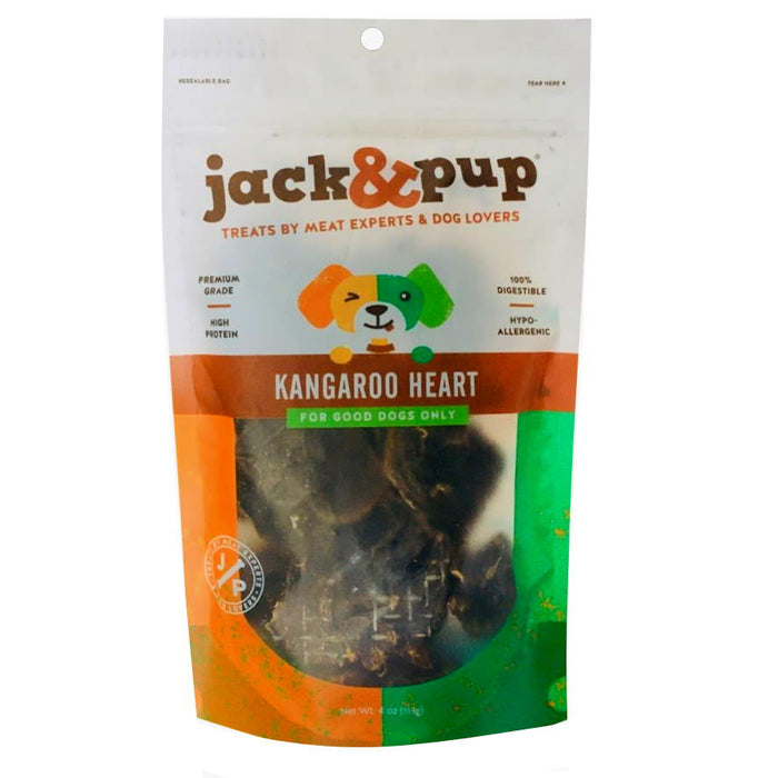 Jack & Pup Kangaroo Heart Dog Natural Chews - 4 oz Bag