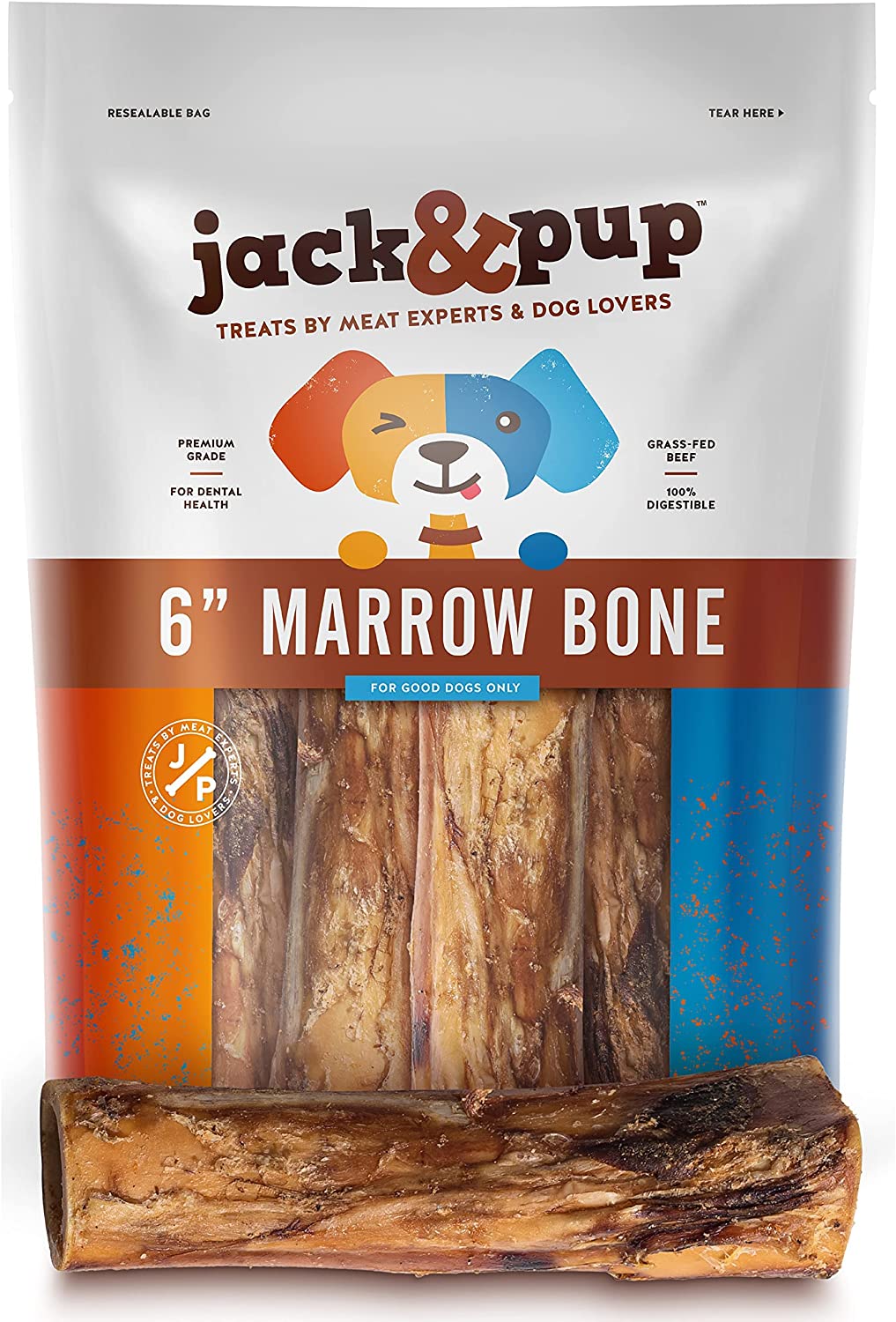 Jack & Pup Marrow Bone Dog Natural Chews - 10 ct Bag  