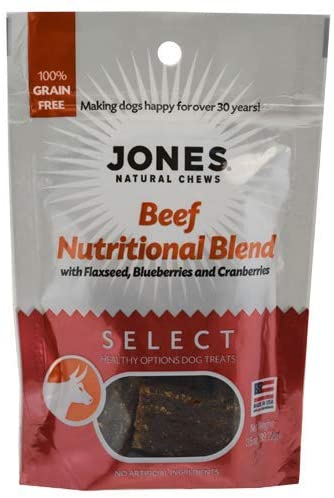 Jones Natural Chews Beef Nutritional Blend with Berries and Seeds Natural Dog Treats  - 3.5 oz  