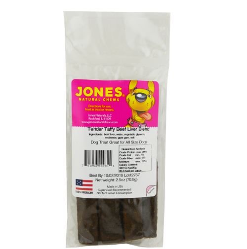 Jones Natural Chews Dollar Tender Taffy Beef Liver Natural Dog Chews - 2 Pack - 80 Count  