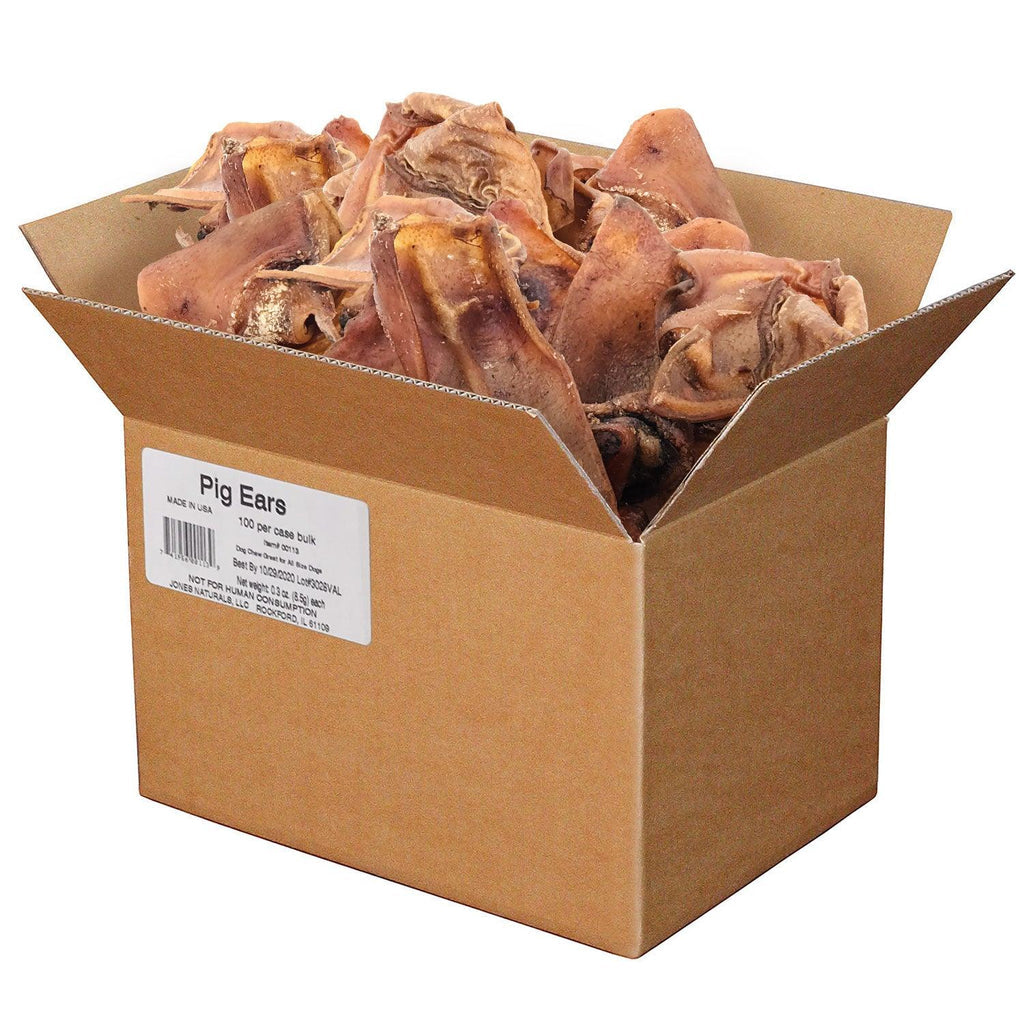 Jones Natural Chews Premium Bulk Pig Ears Natural Dog Chews - 100 Count  