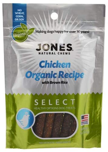 Jones Natural Chews Select Organics Chicken Recipe with Brown Rice Natural Dog Treats  - 4 oz  