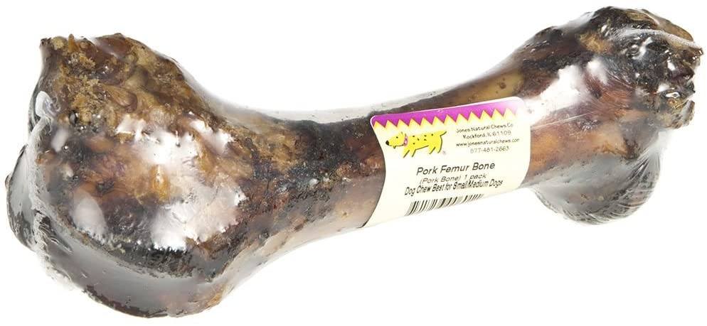 Jones Natural Chews Smokey Pork Femur Bones with Knuckles Natural Dog Chews - 6-8 Inch - 24 Count  