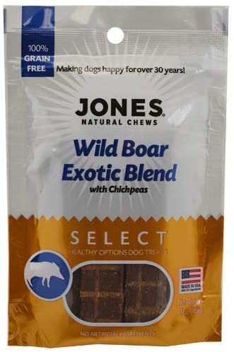 Jones Natural Chews Wild Boar Exotic Blend with Chickpeas Natural Dog Treats - 3 oz  