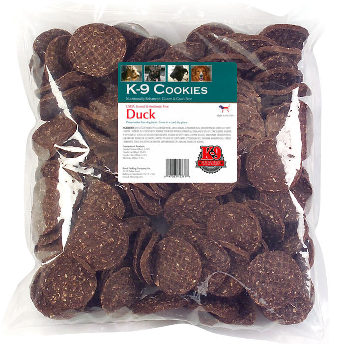 K-9 Kraving Treats Canine Cookies - Duck Baked Dog Treats - Case of 5 lb  