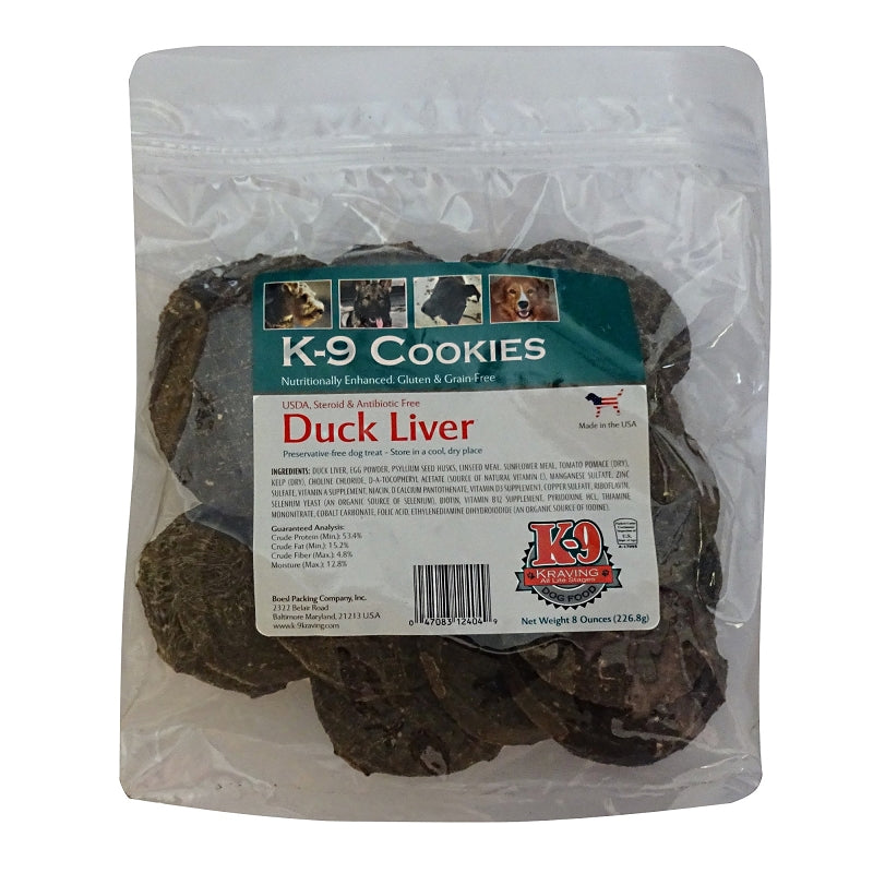 K-9 Kraving Treats Canine Cookies Duck Liver Baked Dog Treats - 8 oz Bag  