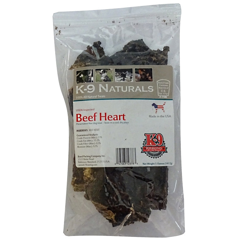 K-9 Kraving Treats Sliced Beef Heart Baked Dog Treats - Case of 5 lb  