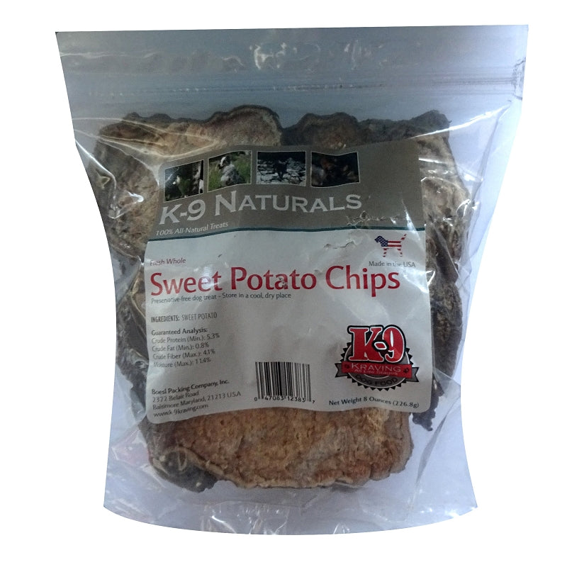 K-9 Kraving Treats Sweet Potato Chips Baked Dog Treats - 8 oz Bag  