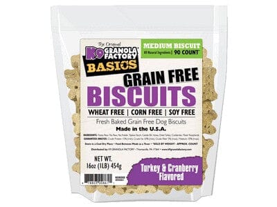 K9 Granola GRAIN FREE Simply Biscuits Turkey & Cranberry - Medium Crunchy Dog Treats - 1lb