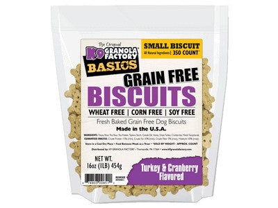 K9 Granola Grain-Free Simply Biscuits Turkey & Cranberry - Small Crunchy Dog Treats - 1...