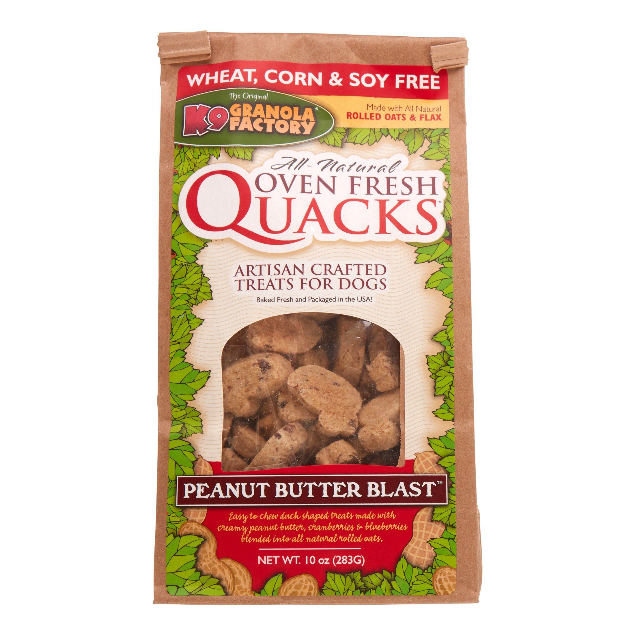 K9 Granola Oven Fresh QUACKS Peanut Butter Blast Baked Dog Treats - 10 oz  