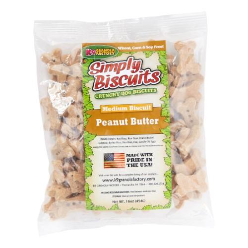 K9 Granola Simple Bisuits Peanut Butter - Medium Crunchy Dog Treats - 1lb  