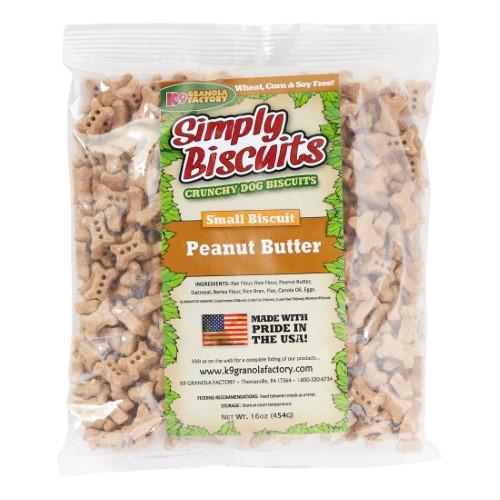 K9 Granola Simply Biscuits Peanut Butter - Small Crunchy Dog Treats - 1lb  