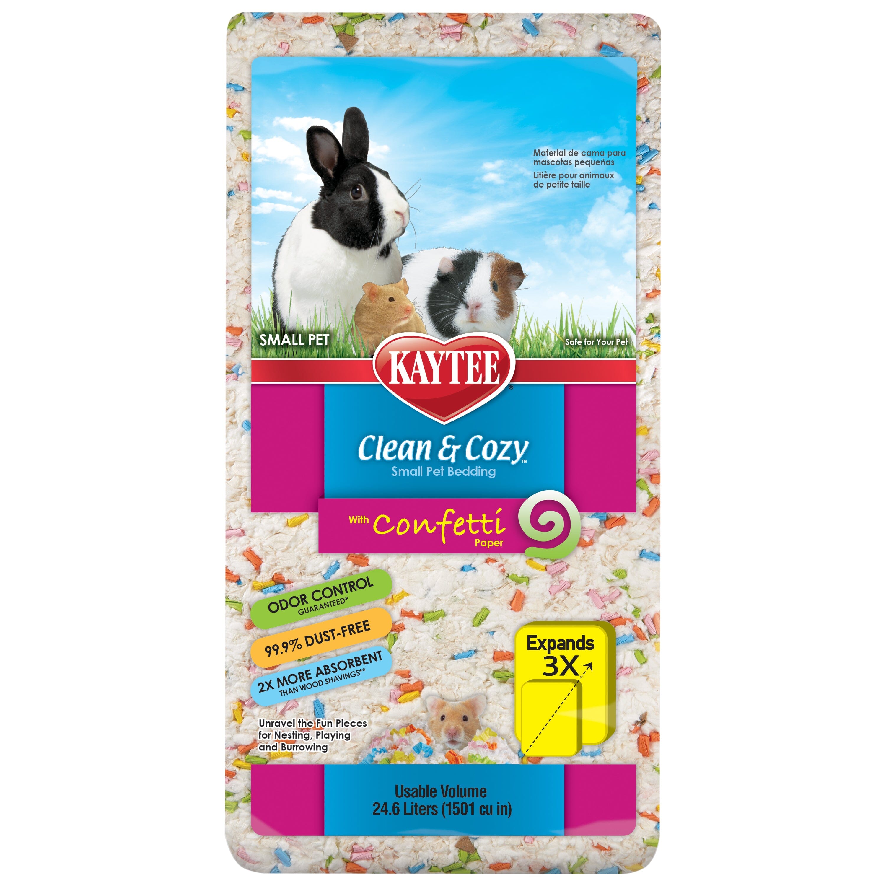 Kaytee Clean & Cozy Confetti Bedding White Paper Bedding with Colored Confetti Paper - 24.6 l  