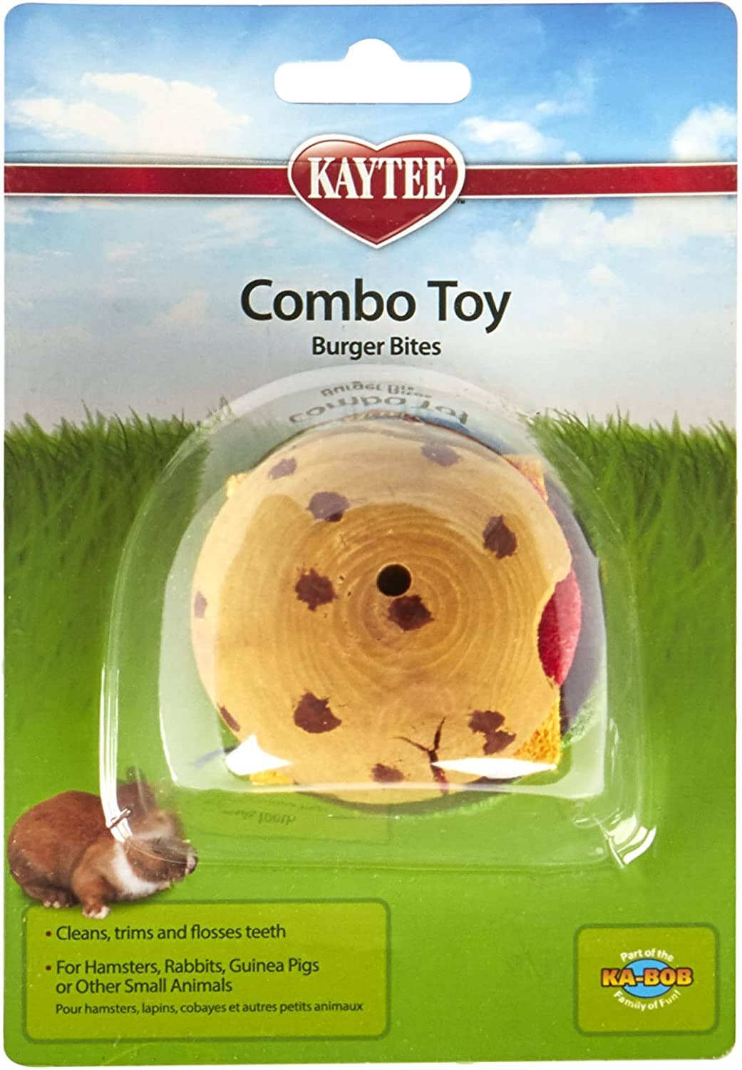 Kaytee Combo Toy, Crispy & Wood Hamburger - 6.5 in  