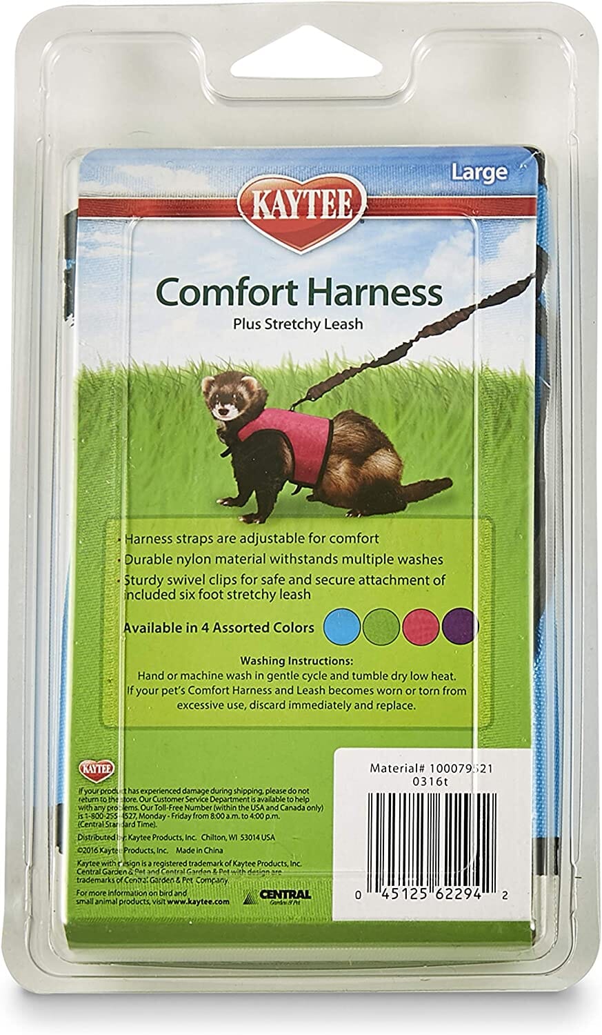 Kaytee Comfort Harness & Stretchy Leash Assorted - Large  
