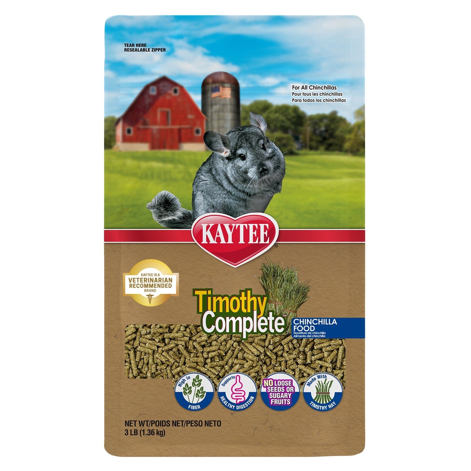 Kaytee Timothy Complete Chinchilla Food - 3 lb  