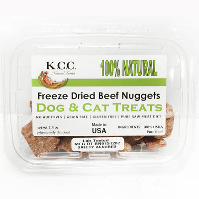 KCC Naturals Farms Beef Nuggets Freeze-Dried Dog Treats - 2.4 oz Package  