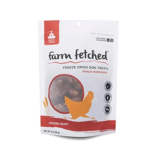 KCC Naturals Farms Chicken Heart 3 oz Dog Freeze-Dried Treat Bag Freeze-Dried Dog Treat...
