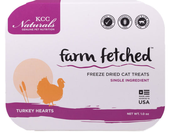 KCC Naturals Farms Turkey Hearts Freeze-Dried Cat Treats - 1 oz Package  