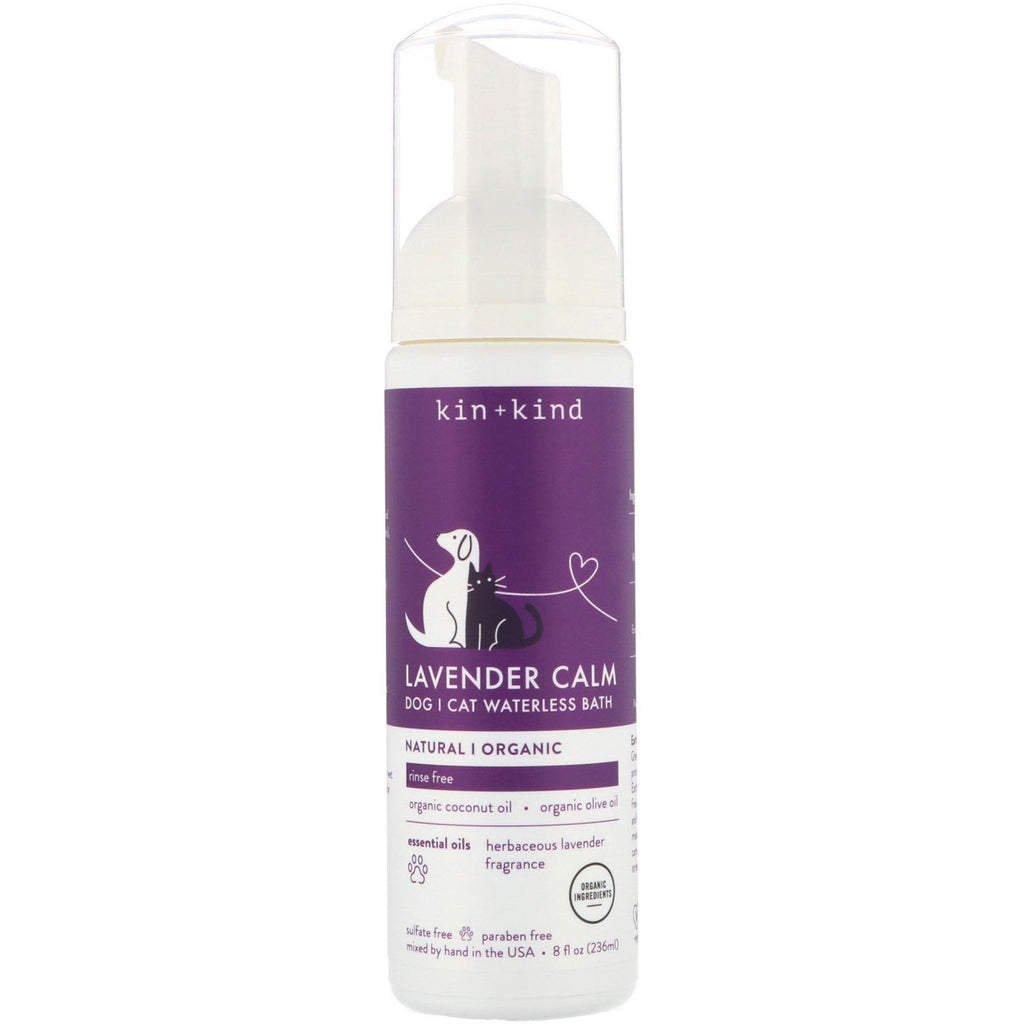 KIN + KIND Calming Waterless Bath Cat and Dog Shampoo - Lavender - 8 oz Bottle  