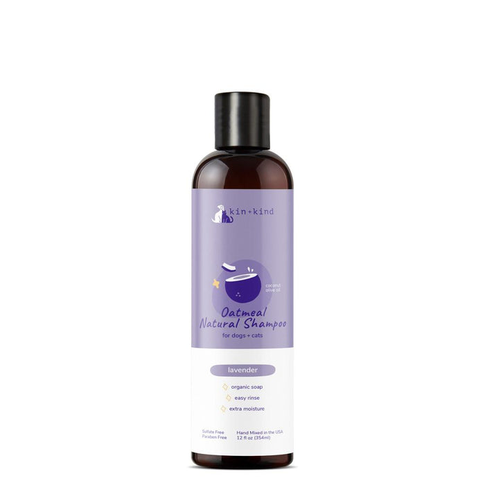 KIN + KIND Organic Skin and Coat Oatmeal Cat and Dog Shampoo - Lavender - 12 oz Bottle