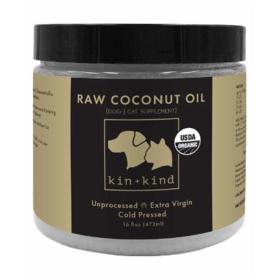 KIN + KIND Raw Superfood Supplements Raw Coconut Oil Cat and Dog - 16 oz Jar