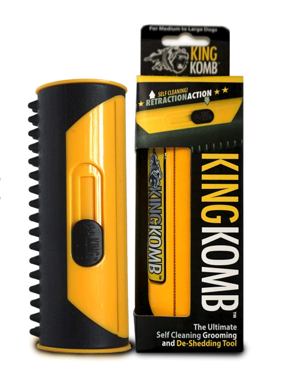 King Komb Yellow Retraction Action Cat and Dog Comb  