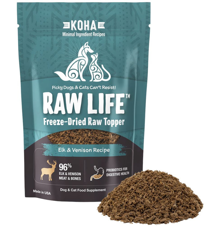 Koha Dog and Cat Grain-Free Raw Freeze-Dried Topper Elk - 8 Oz