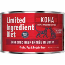 Koha Grain-Free Limited Ingredient Diet Shredded Beef Canned Cat Food - 5.5 Oz - Case o...
