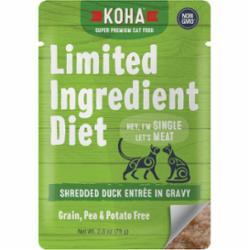 Koha Grain-Free Limited Ingredient Diet Shredded Duck Wet Cat Food - 2.8 Oz - Case of 24  