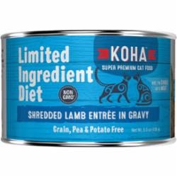 Koha Grain-Free Limited Ingredient Diet Shredded Lamb Canned Cat Food - 5.5 Oz - Case o...