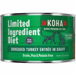 Koha Grain-Free Limited Ingredient Diet Shredded Turkey Canned Cat Food - 5.5 Oz - Case...
