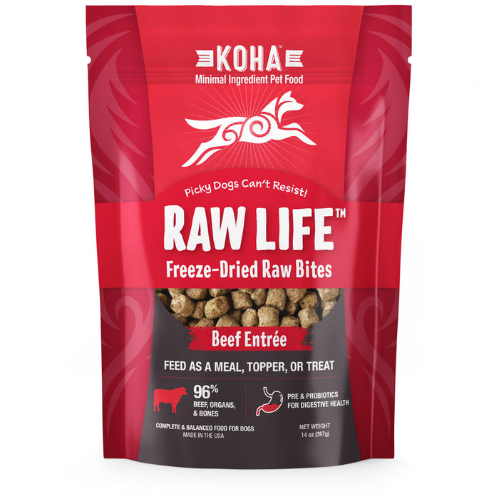 Koha Grain-Free Raw Freeze-Dried Dog Treats Bites Beef - 14 Oz