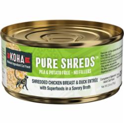 Koha Grain-Free Shredded Chicken Duck Canned Cat Food - 2.8 Oz - Case of 24  