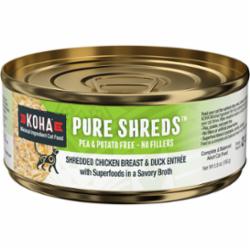 Koha Grain-Free Shredded Chicken Duck Canned Cat Food - 5.5 Oz - Case of 12  