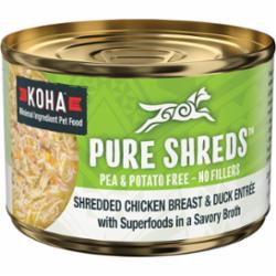 Koha Grain-Free Shredded Chicken Duck Canned Dog Food - 5.5 Oz - Case of 12