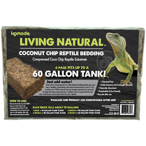 Komodo Living Natural Coconut Chip Reptile Bedding Brick - 6 Pack