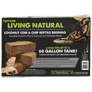 Komodo Living Natural Coconut Coir & Chip Reptile Bedding Brick - 3 Pack