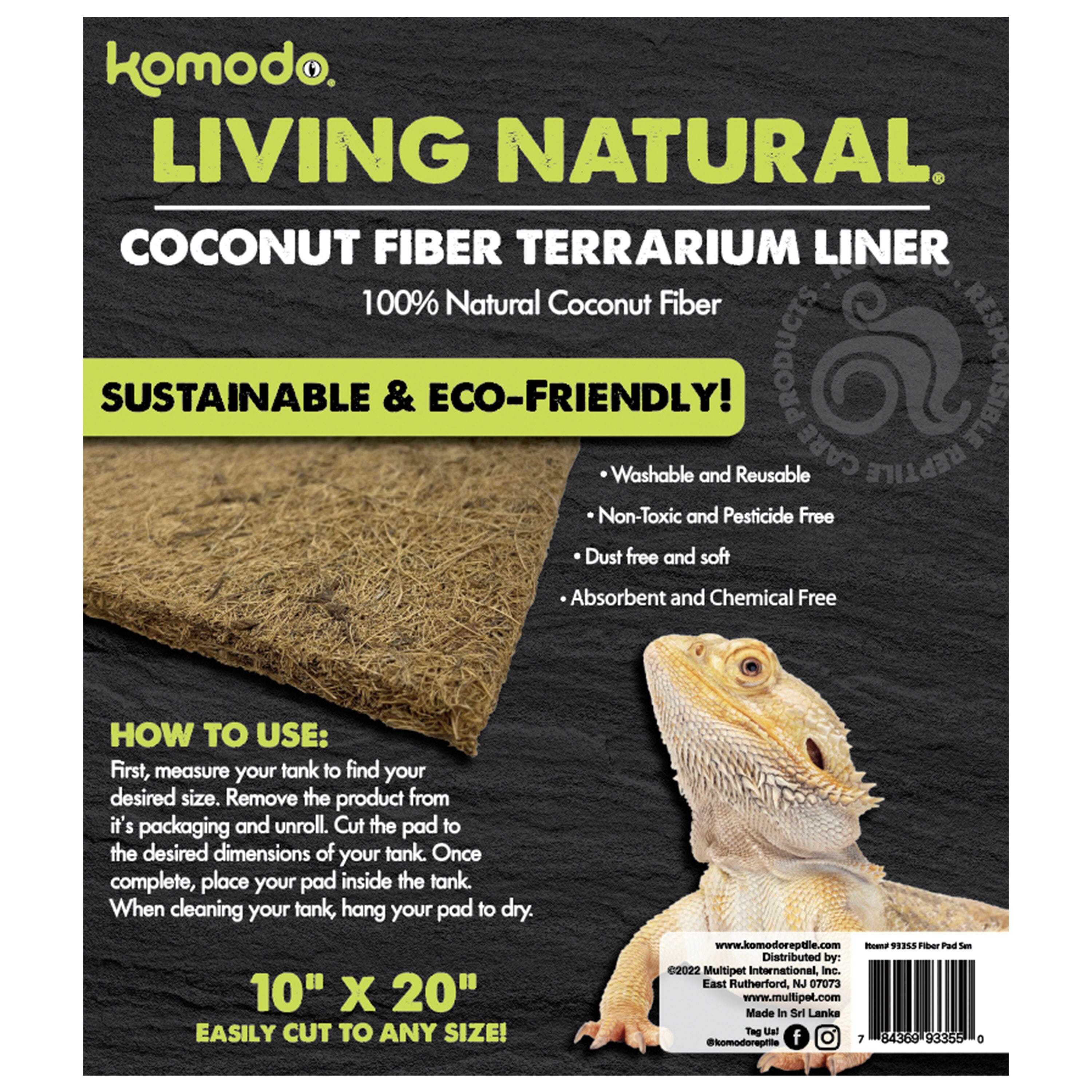 Komodo Living Natural Coconut Fiber Terrarium Liner - 10In X 20 in  