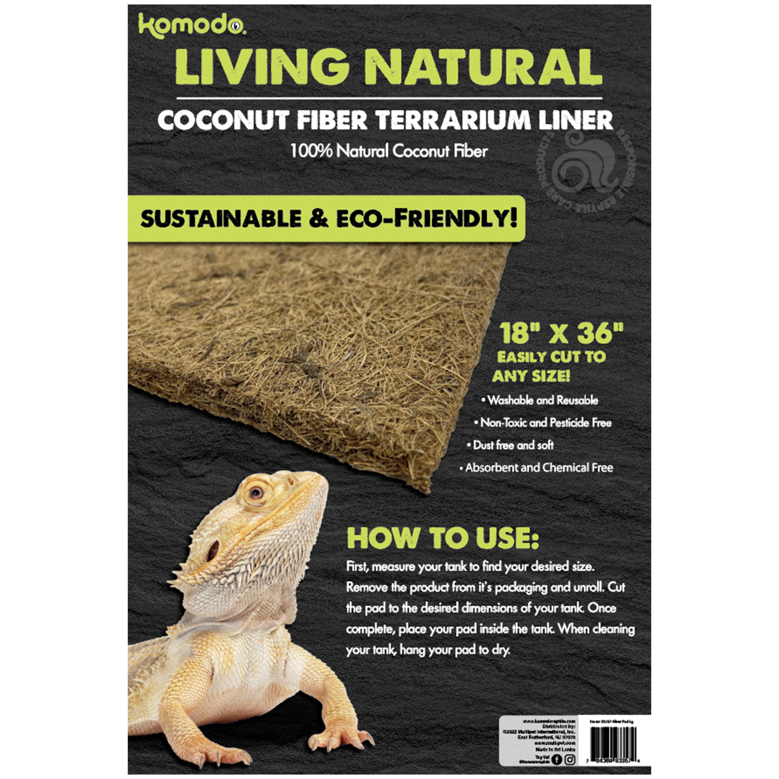 Komodo Living Natural Coconut Fiber Terrarium Liner - 18In X 36 in  