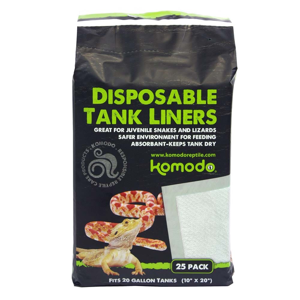 Komodo Repti-Pads Disposable Tank Liner White - 10 In X 20 in - 25 Pack - 10 gal  