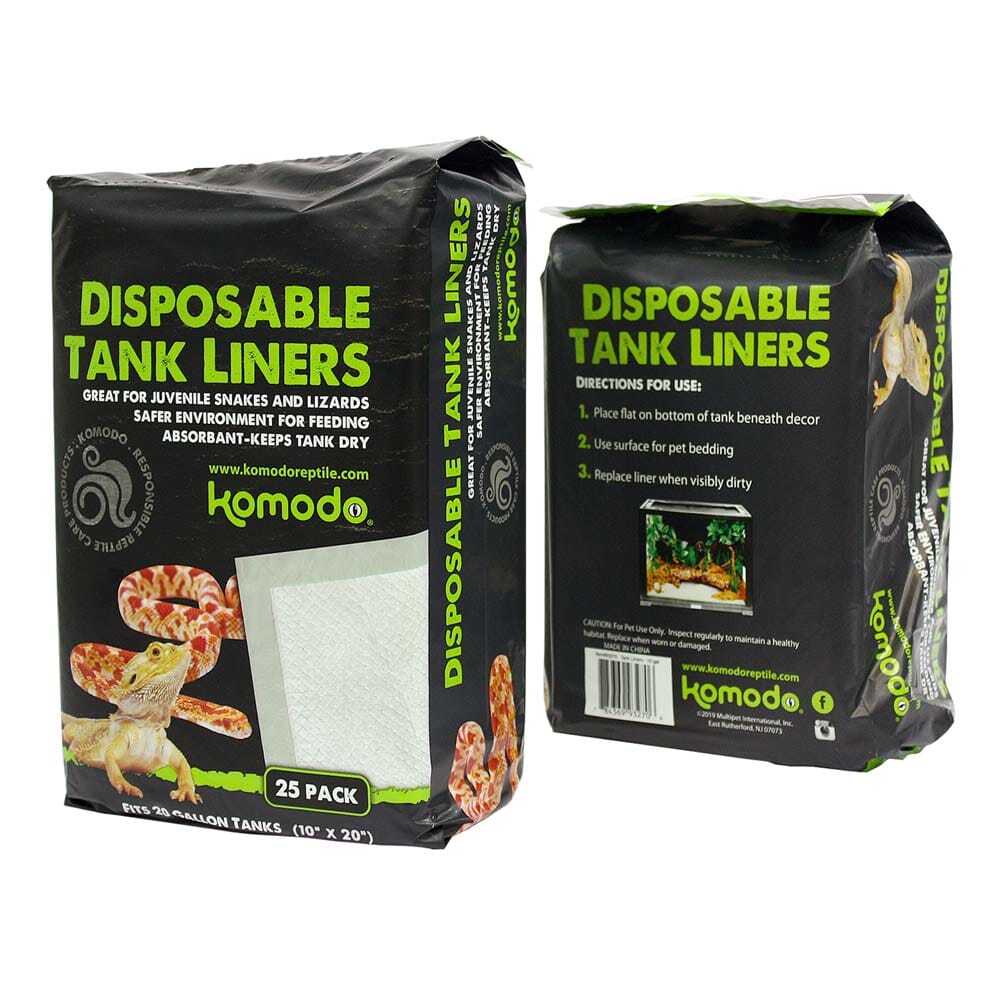 Komodo Repti-Pads Disposable Tank Liner White - 10 In X 20 in - 25 Pack - 10 gal  