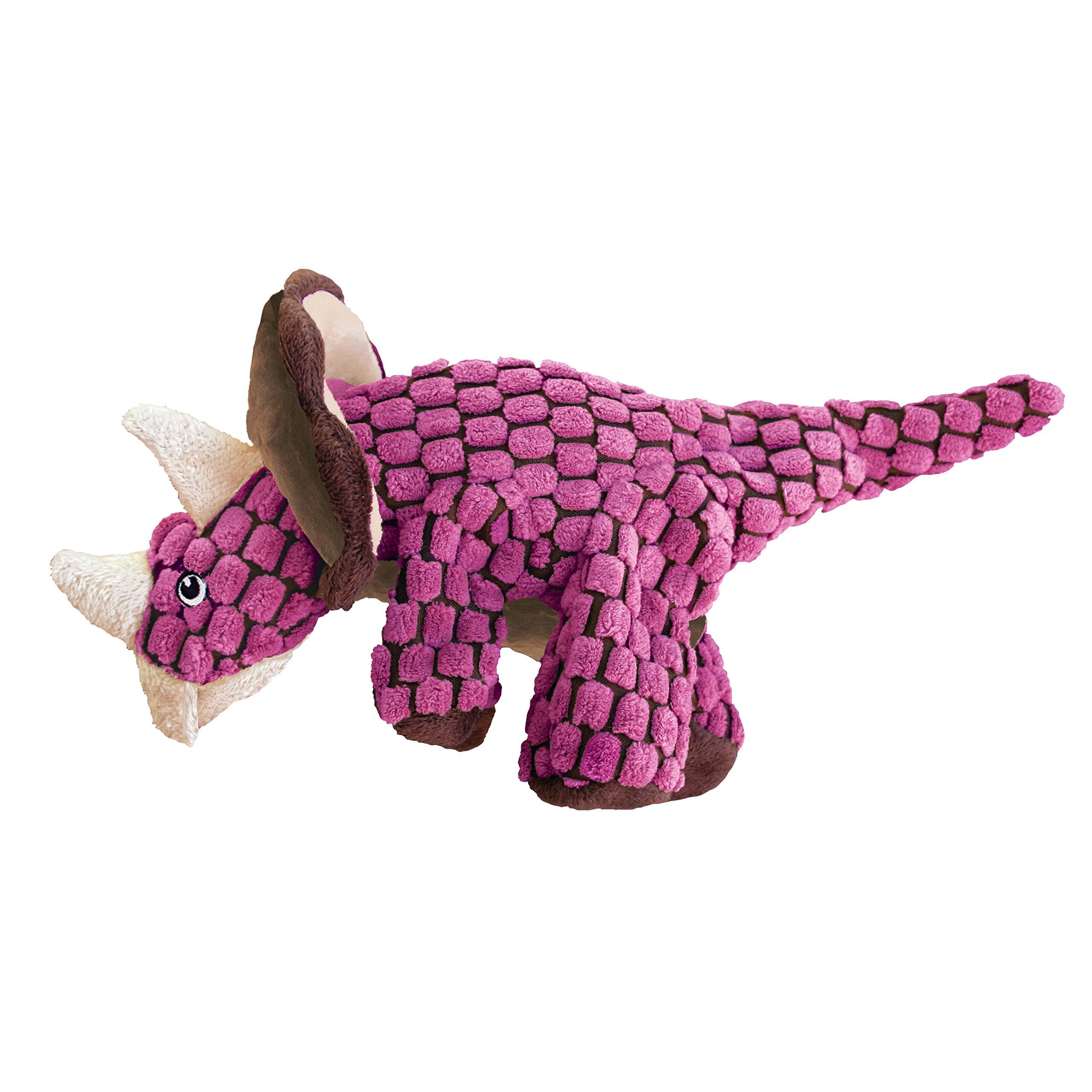 Kong Dynos Triceratops Squeak and Plush Dog Toy - Pink - Large  