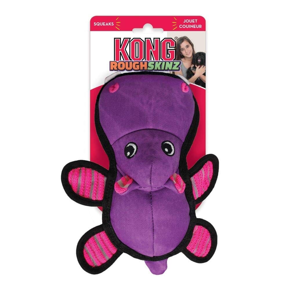 Kong Roughskinz Hippo Plush Dog Toy - Purple - Extra Small  