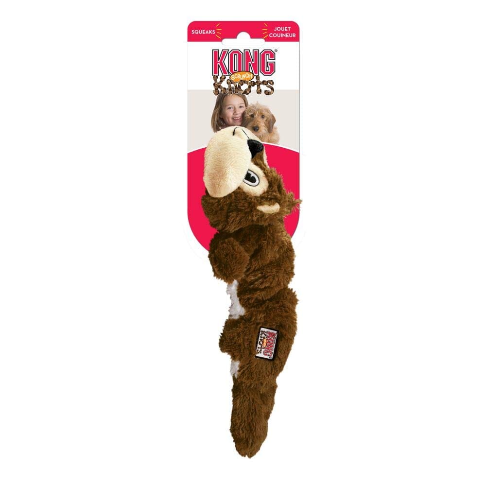 Kong Scrunch Knots Squirrel Squeak and Plush Dog Toy - Medium and Large  