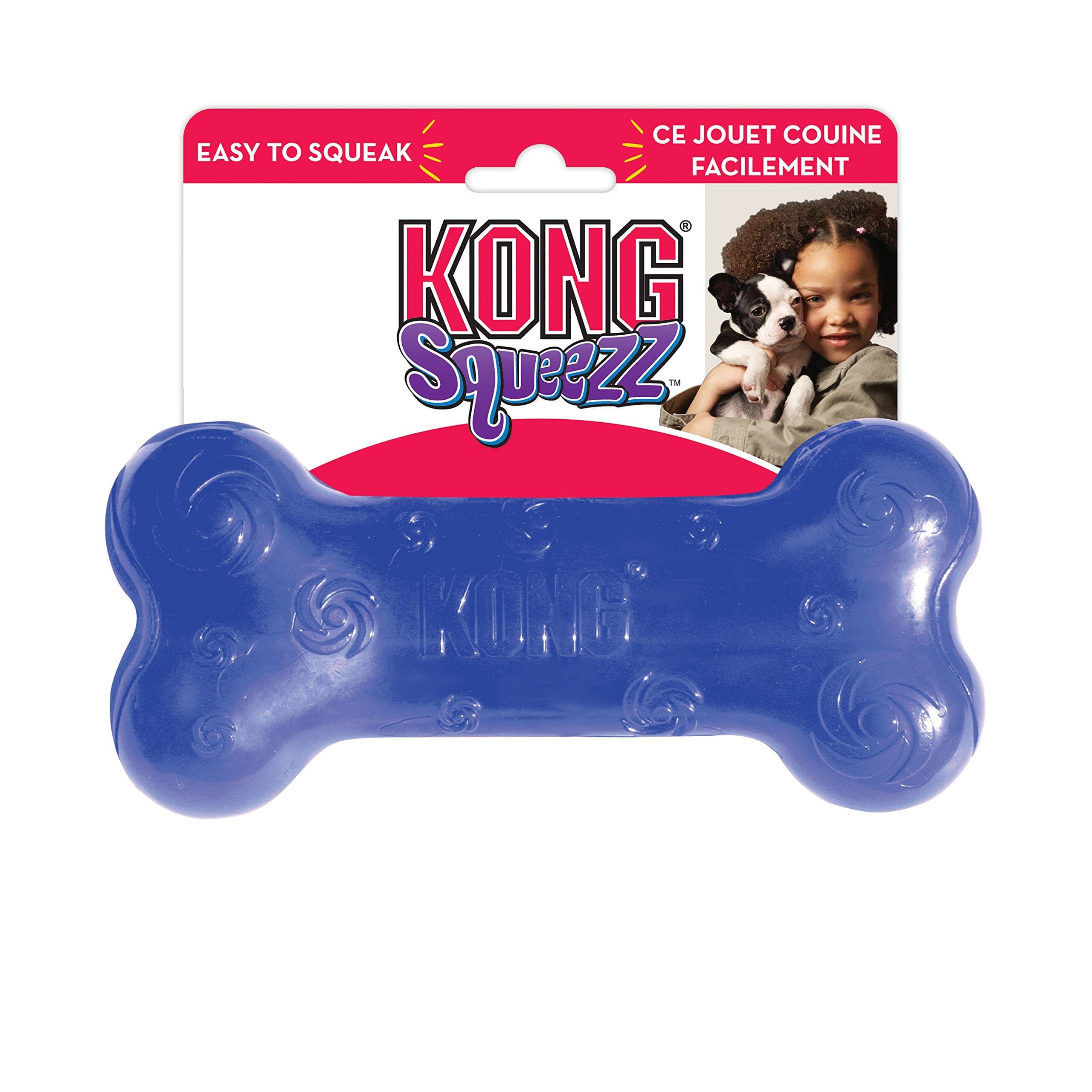 Kong Squeezz Bone Strong Squeaking Dog Toy - Assorted - Large  