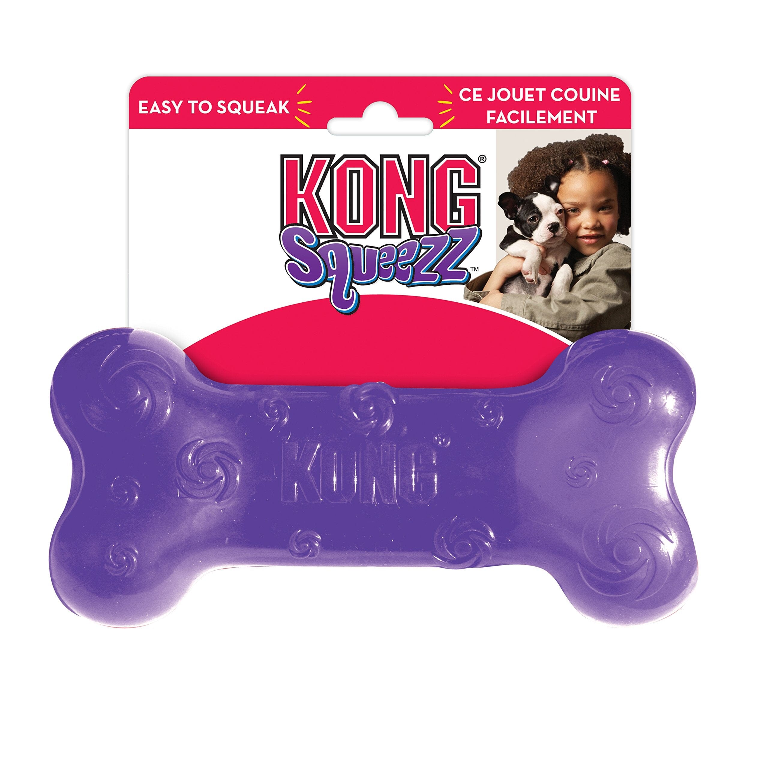 Kong Squeezz Bone Strong Squeaking Dog Toy - Assorted - Large  