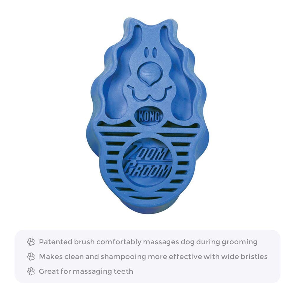 Kong Zoom Groom Grooming and Massaging Dog Brush - Boysenberry  