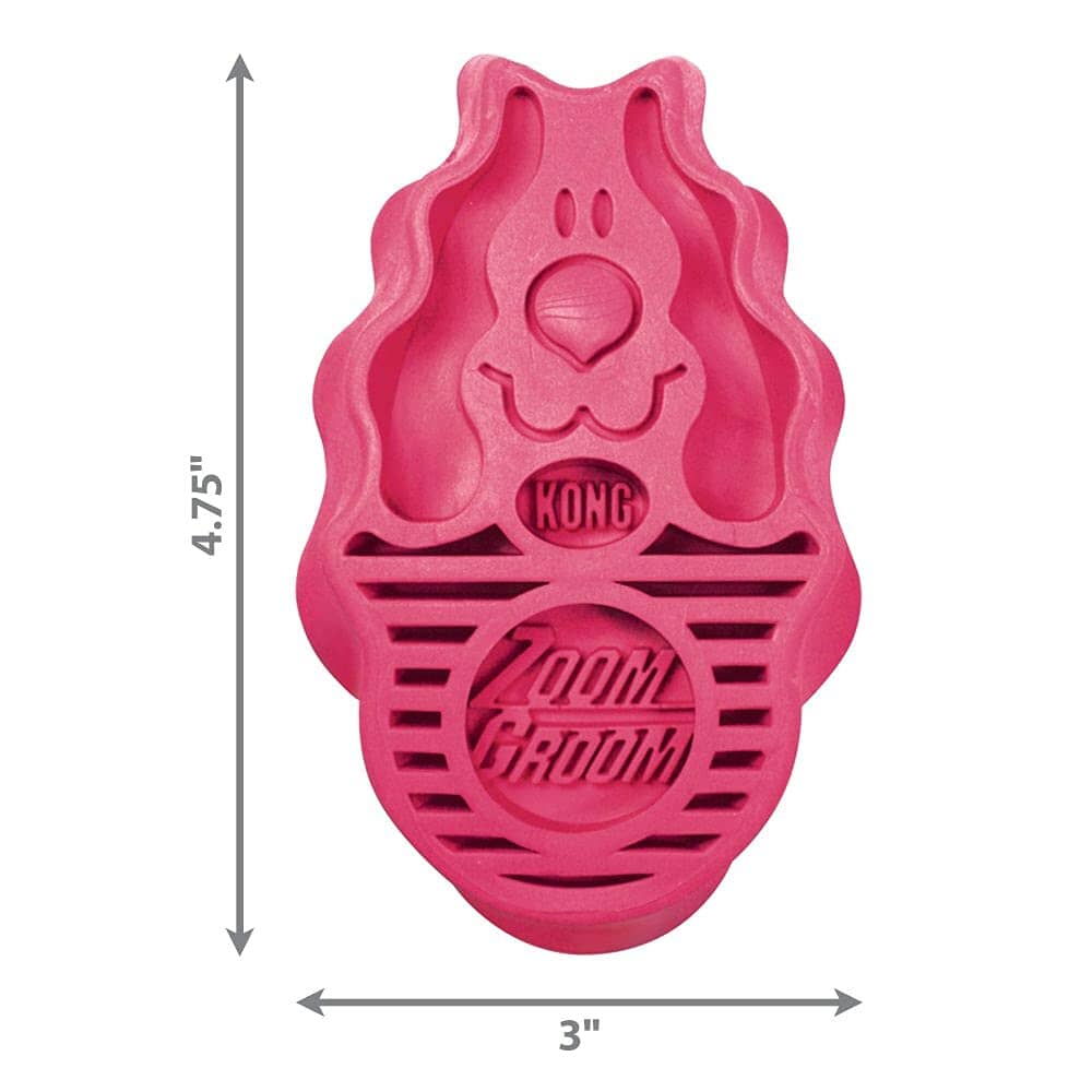 Kong Zoom Groom Grooming and Massaging Dog Brush - Raspberry  